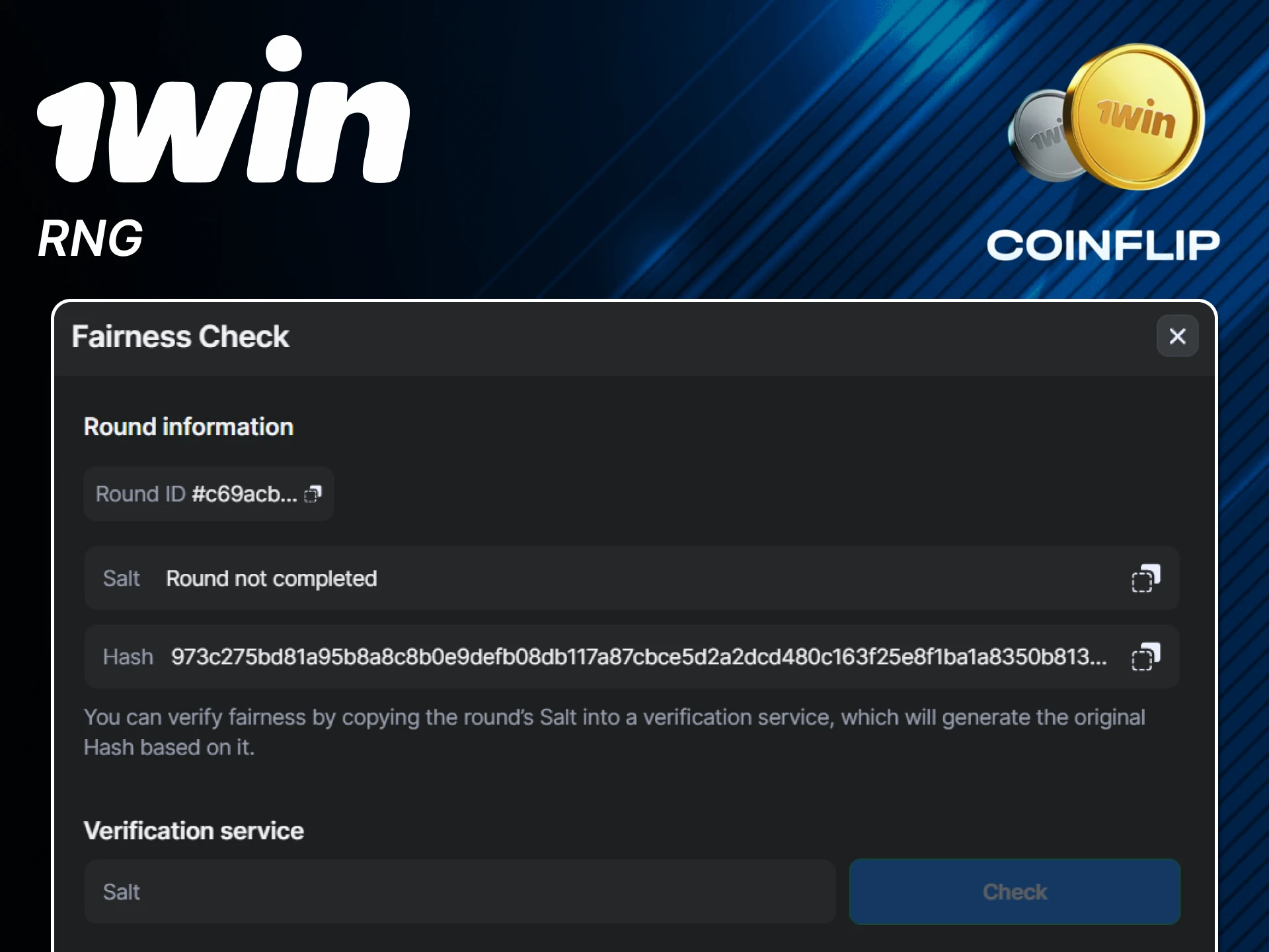 We guarantee a random coin drop in the Coin Flip game from 1win.