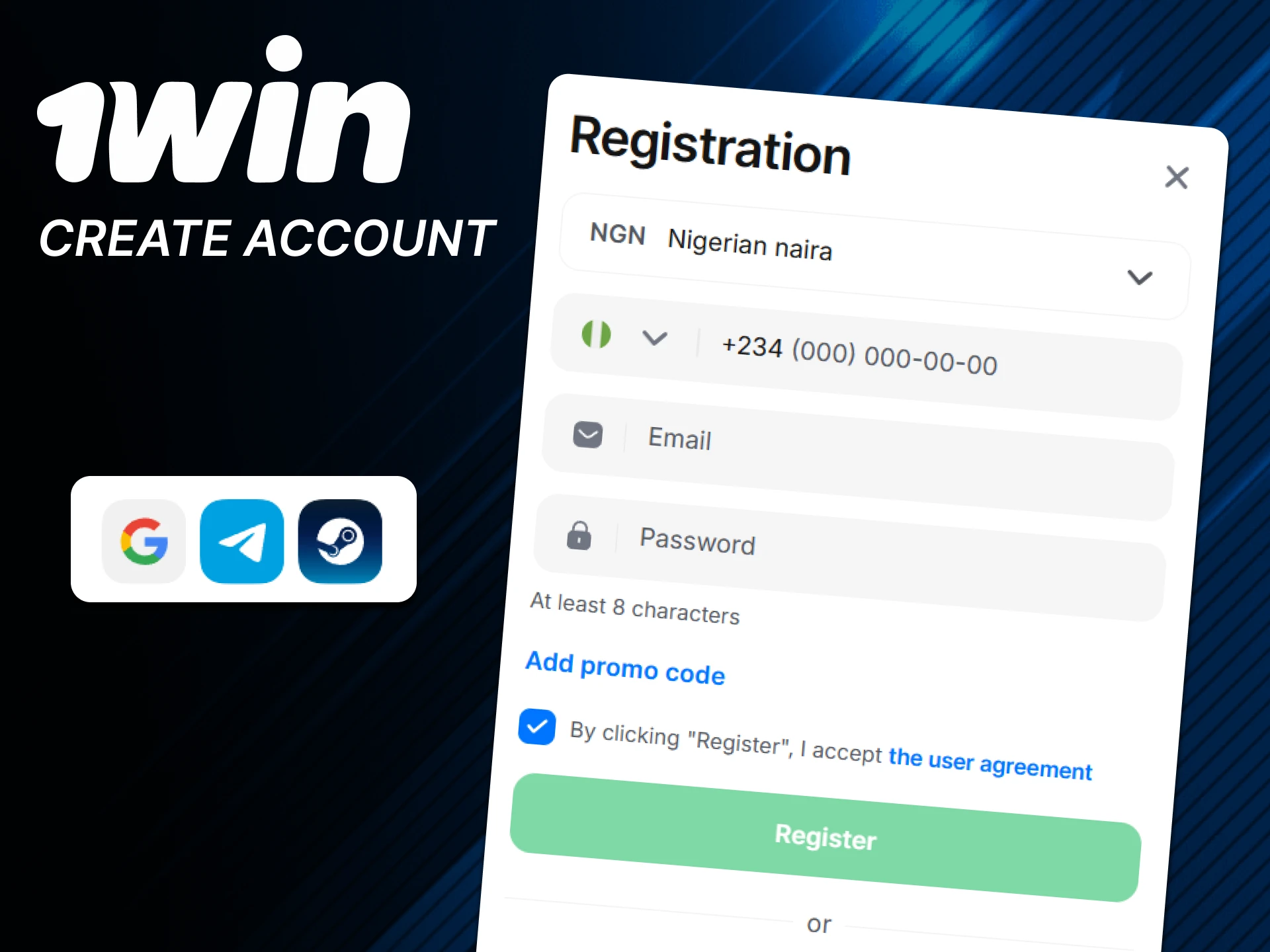 Registering for 1vin en will not be difficult.