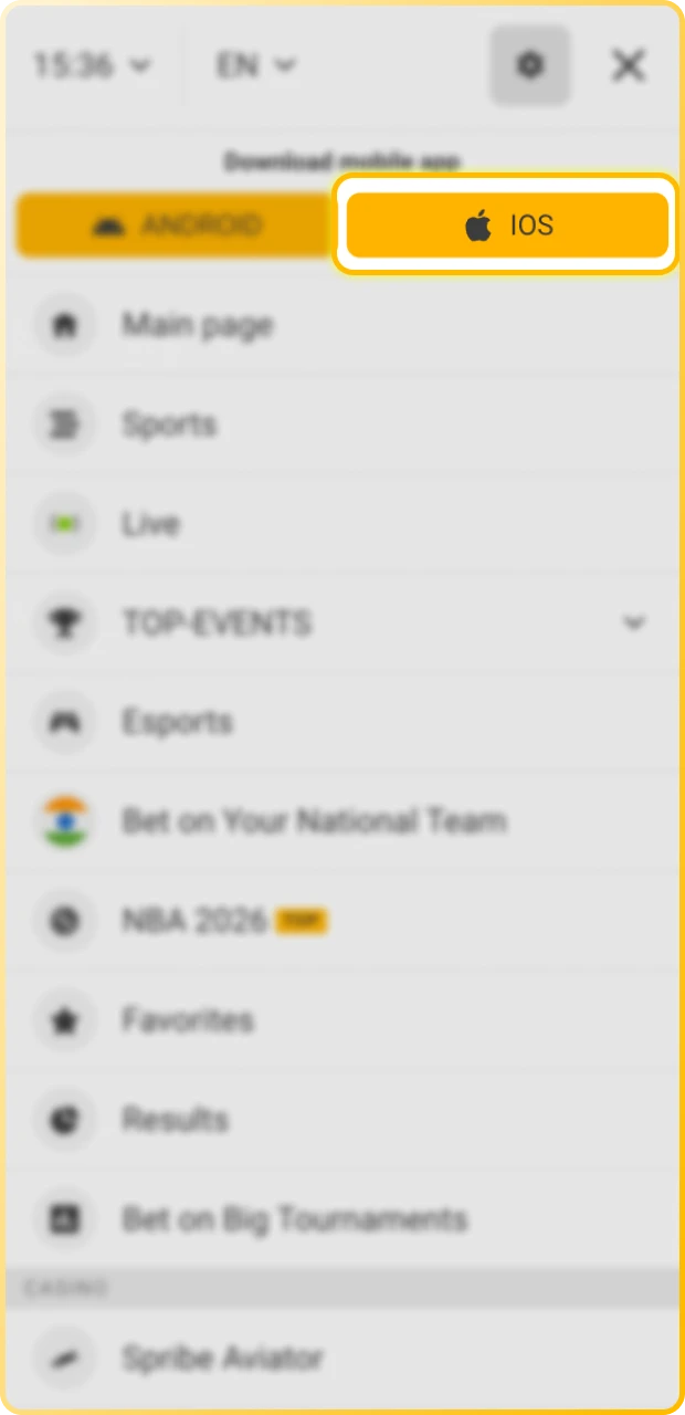 Click the iOS button to get the Melbet App today.