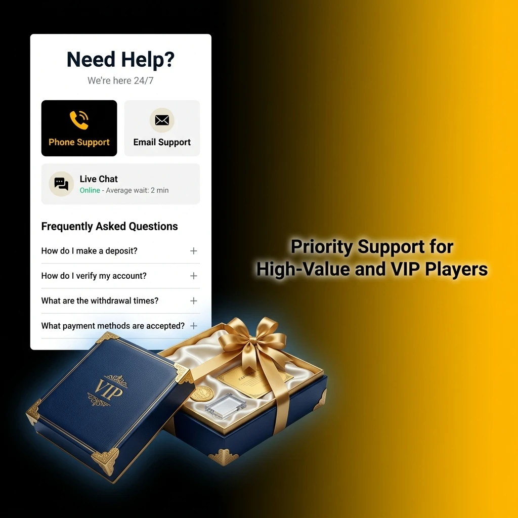 VIP player priority support with dedicated account manager, faster response times, and exclusive access for high-tier members