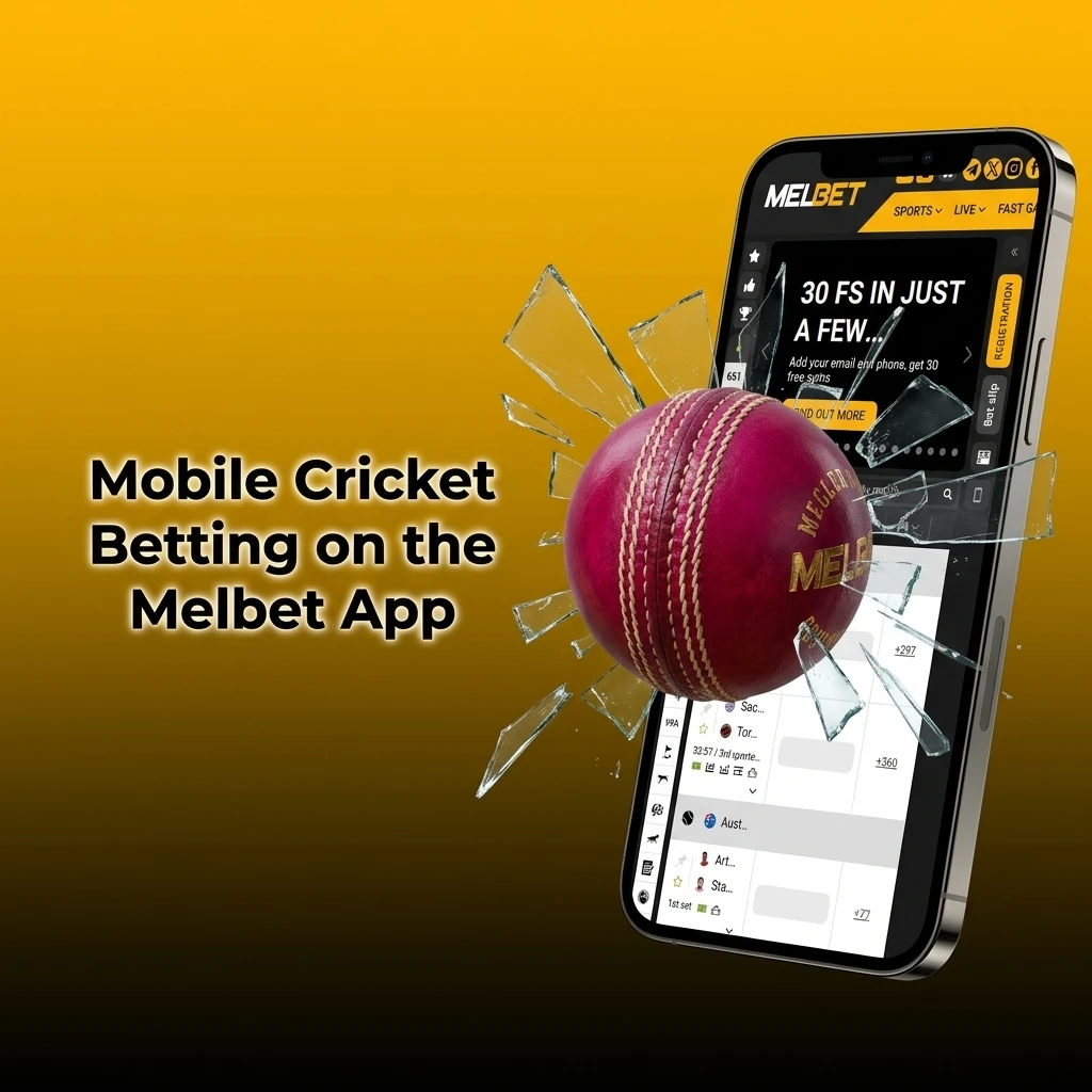 Melbet mobile app interface showing cricket betting markets, live scores, and in-play betting options for IPL matches